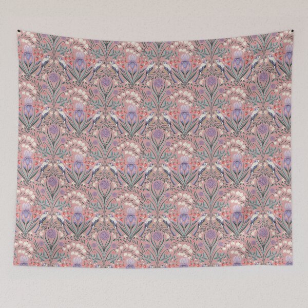 Item preview, Magical garden with birds, iris and allium flowers - pink designed and sold by RenattaZare.