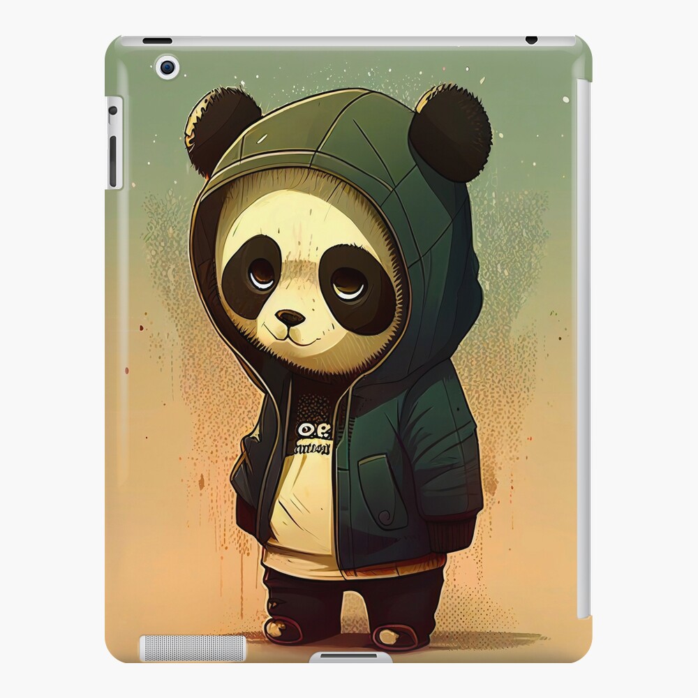 Hipster Cute Anime Panda Bear in a Hoodie