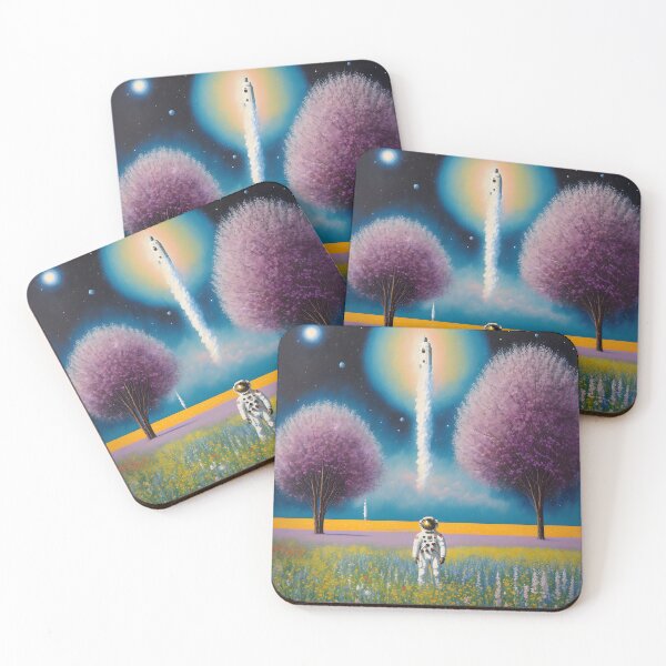 Item preview, Surreal Painting of an Astronaut in a Wildflower Field with Rocket designed and sold by Aaron2610.