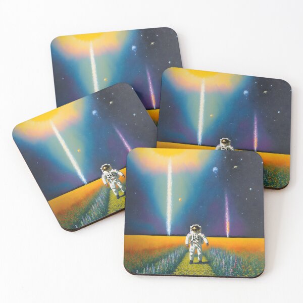 Item preview, Surreal Painting of an Astronaut in a Wildflower Field with Rockets designed and sold by Aaron2610.