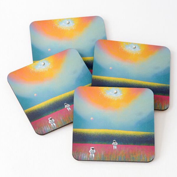Item preview, Surreal Painting of Astronauts in a Wildflower Field with Planets designed and sold by Aaron2610.
