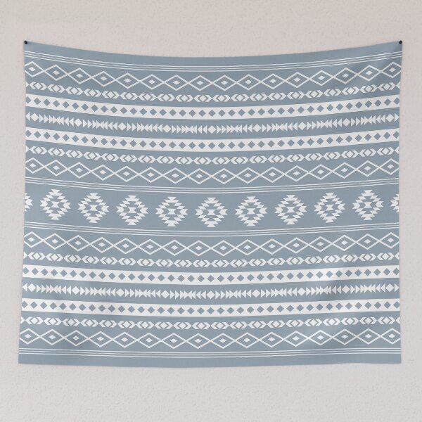 Item preview, Aztec White on Blue Mixed Motif Pattern designed and sold by NataliePaskell.