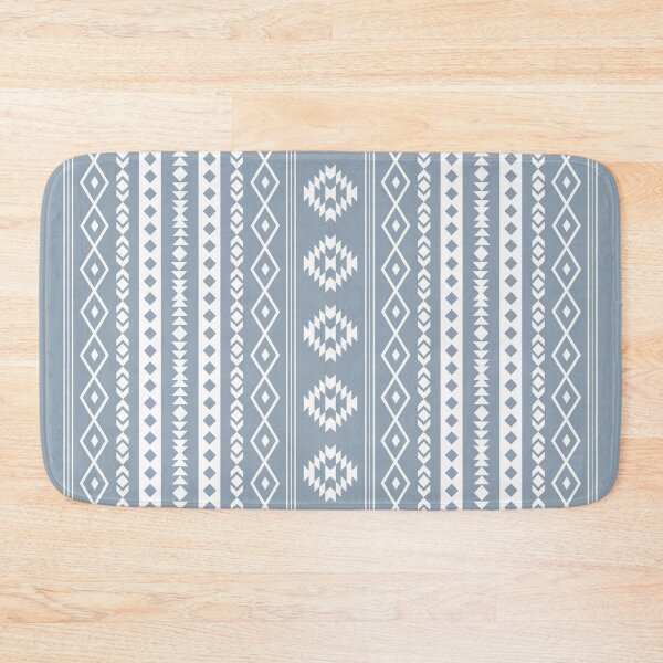 Item preview, Aztec White on Blue Mixed Motif Pattern designed and sold by NataliePaskell.