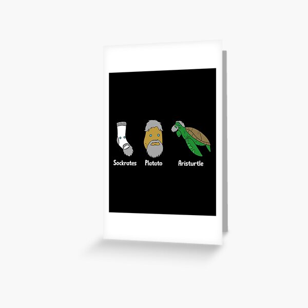 Vista previa del artículo con la obra «Filósofos Juegos de palabras Sócrates Platón Aristóteles», diseñado y vendido por DamnGoodDesign.