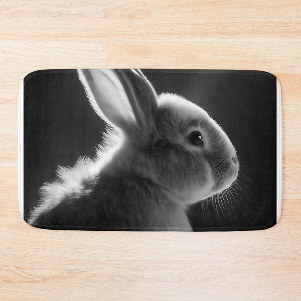 Item preview, Rabbit Cute Wild Animal Black and White Rabbit Nature Rabbit BW Ears Up Raised Hare Baby NAC designed and sold by Univers Noir et Blanc.