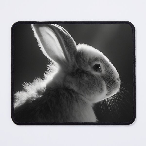 Item preview, Rabbit Cute Wild Animal Black and White Rabbit Nature Rabbit BW Ears Up Raised Hare Baby NAC designed and sold by Univers Noir et Blanc.