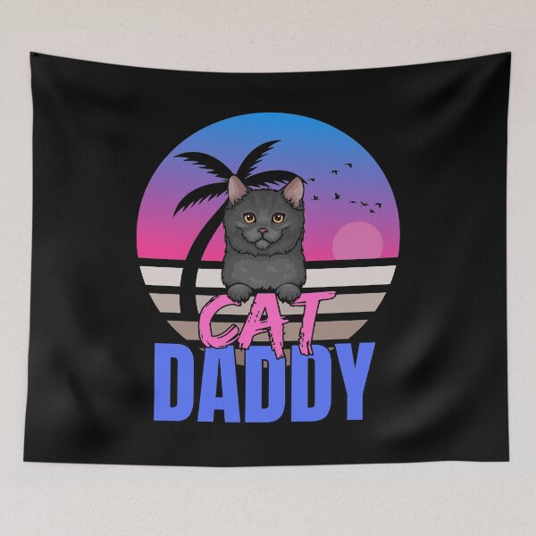 Item preview, Cat Daddy Black Cat Vintage Eighties Style Cat Retro designed and sold by McThingummy.