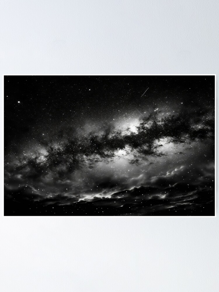 Ciel Etoil Galaxie Vision T lescope Noir et Blanc Etoiles Com tes Univers BW Poster