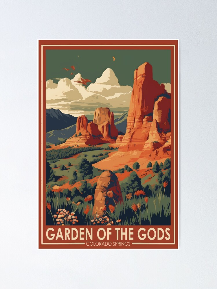 Garden of the Gods Colorado Springs Travel Art Vintage