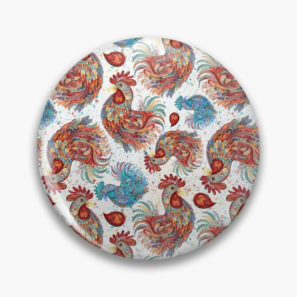 Item preview, fiery patterned rooster designed and sold by themoniae.