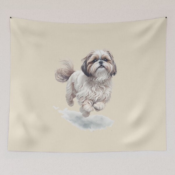 Item preview, ST02 Shi Tzu dog leaps joyfully, fur rippling in the wind designed and sold by onenatureplace.