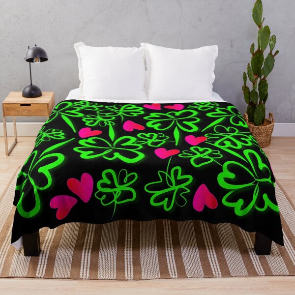 Item preview, Good luck, lucky clover and hearts with black background designed and sold by Binas-gallery.
