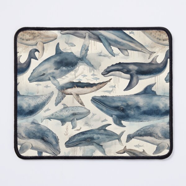 Item preview, Whales Fantastic Sea Animals Vintage Watercolor Pattern designed and sold by SecretDicer.