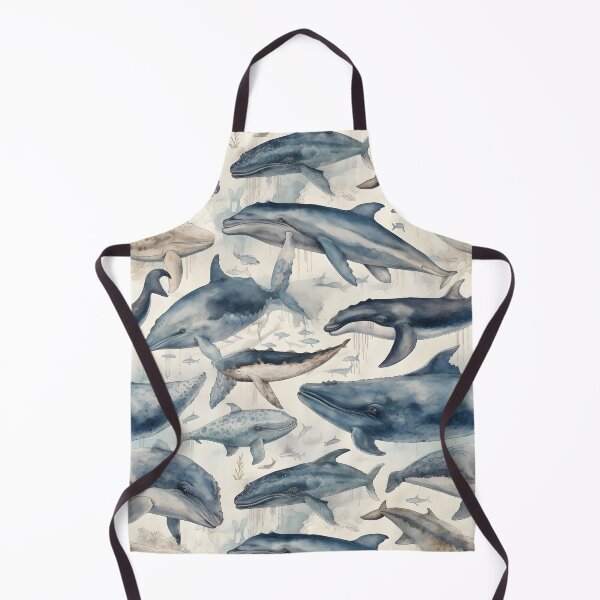 Item preview, Whales Fantastic Sea Animals Vintage Watercolor Pattern designed and sold by SecretDicer.