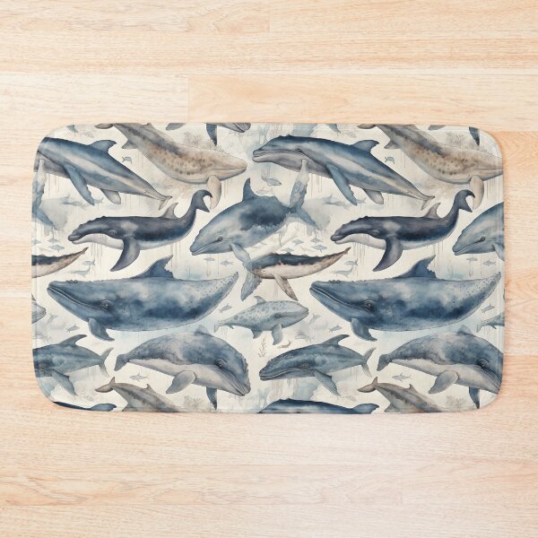 Item preview, Whales Fantastic Sea Animals Vintage Watercolor Pattern designed and sold by SecretDicer.