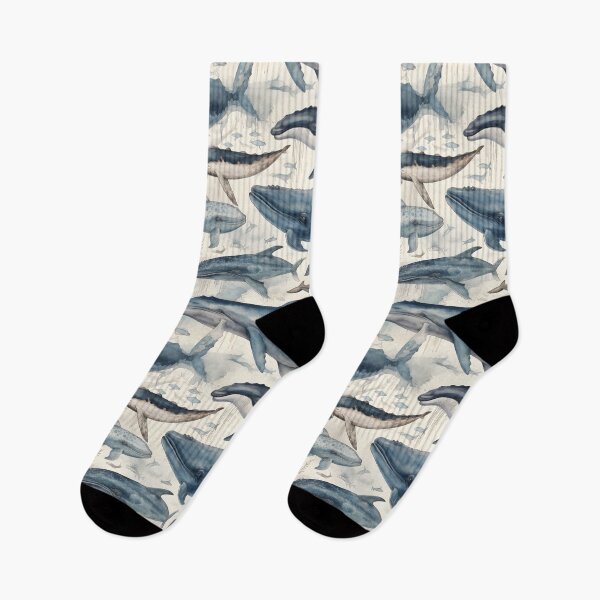 Item preview, Whales Fantastic Sea Animals Vintage Watercolor Pattern designed and sold by SecretDicer.
