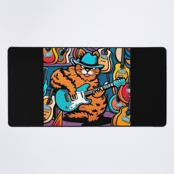 Artikelvorschau, Seamless pattern with cartoon cat and guitars. Vector illustration. entworfen und verkauft von LooperSDart.