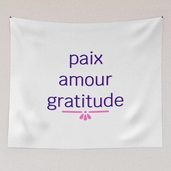 Item preview, Peace, Love, Gratitude (Navy with Pink Shadow) - French designed and sold by SaturdayMeadow.