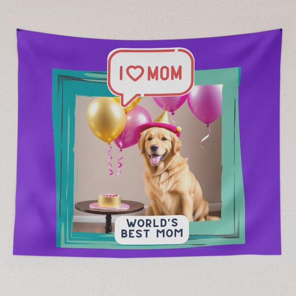 Item preview, Portrait of Labrador retriever dog Happy Mother's Day in party designed and sold by Tio-Tecun.
