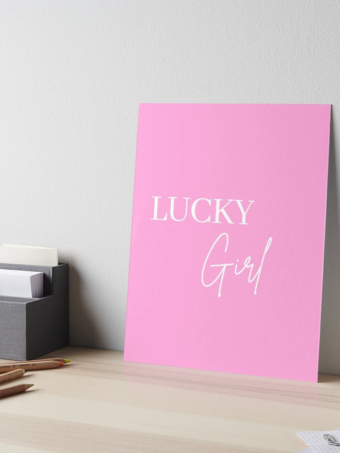 Lucky Girl Poster, Pink Pilates Aesthetic Wall Art, Pink Girl