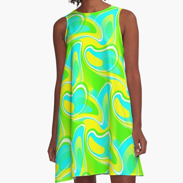Item preview, Feeling Groovy - 60's Mod Paisley Abstract in Green, Blue and Yellow designed and sold by MellowCat.