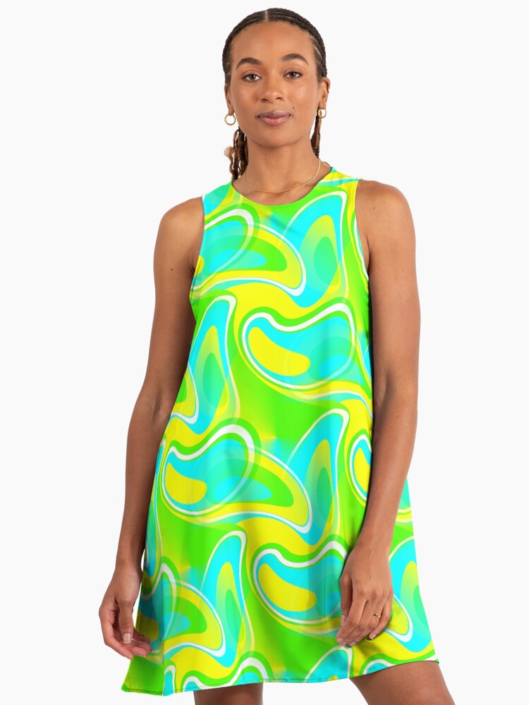 Feeling Groovy - 60's Mod Paisley Abstract in Green, Blue and Yellow" A-Line Dress for Sale by MellowCat | Redbubble Feeling Groovy - 60's Mod Paisley Abstract in Green, Blue and Yellow" A-Line Dress for Sale by MellowCat | Redbubble