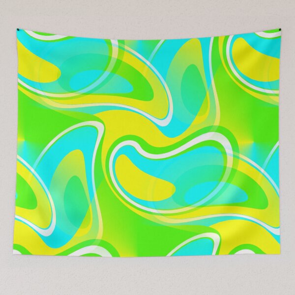 Item preview, Feeling Groovy - 60's Mod Paisley Abstract in Green, Blue and Yellow designed and sold by MellowCat.