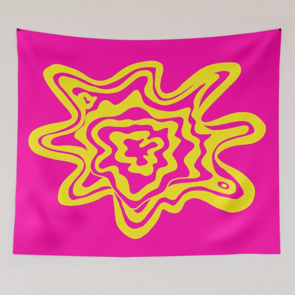 Item preview, Trippy Topographic Contour Fluid Line Art Graphic Pink and Yellow designed and sold by Ciara Shortall.