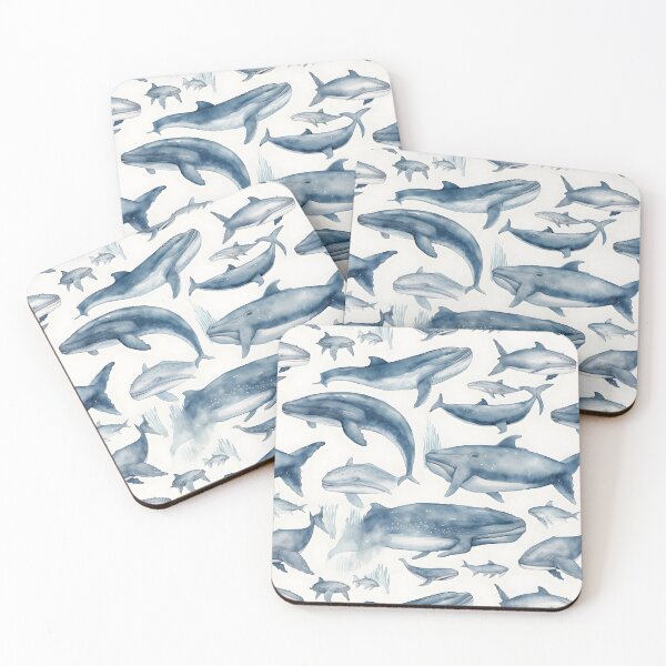 Item preview, Whales Fantastic Sea Animals Retro Watercolor Pattern designed and sold by SecretDicer.