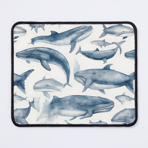 Item preview, Whales Fantastic Sea Animals Retro Watercolor Pattern designed and sold by SecretDicer.