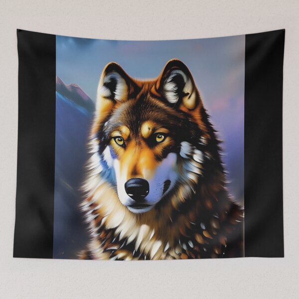 Artikelvorschau, Wolfsportrait, pastos, Ai Generated Art entworfen und verkauft von ACC .