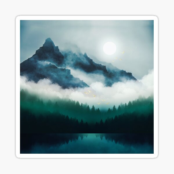 Vista previa del artículo con la obra «Reflejo de luna de medianoche», diseñado y vendido por spacefrogdesign.