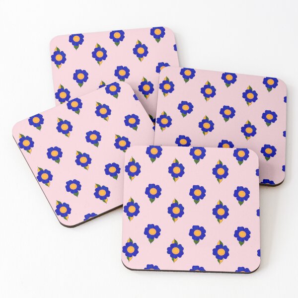 Item preview, Navy blue saffron Flower green leaves print  designed and sold by ThePurplePrints.