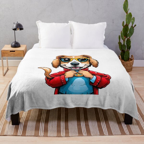 Artikelvorschau, Vector illustration of a cute dog in a red jacket and sunglasses. entworfen und verkauft von LooperSDart.