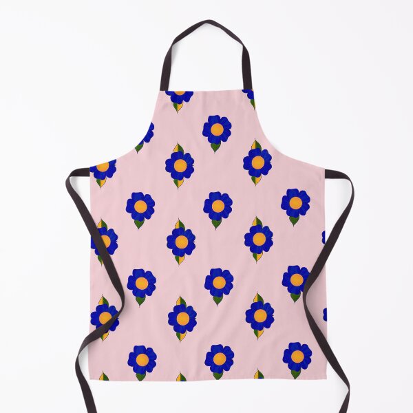 Item preview, Navy blue saffron Flower green leaves print  designed and sold by ThePurplePrints.