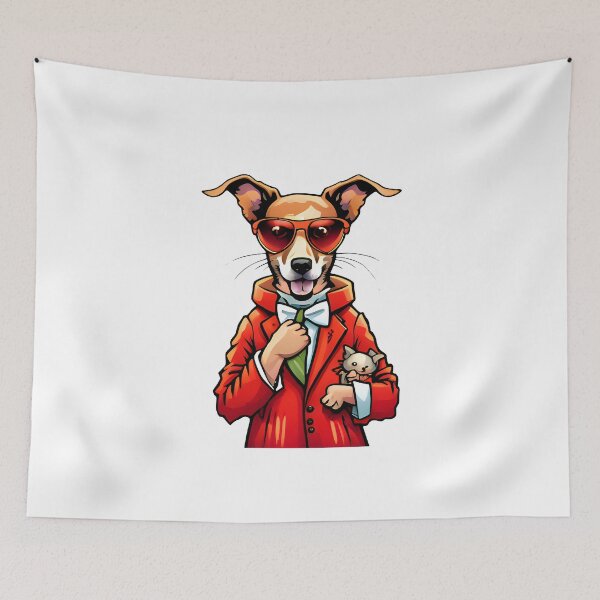 Item preview, Vector illustration of a dog in a red coat and bow tie. designed and sold by LooperSDart.