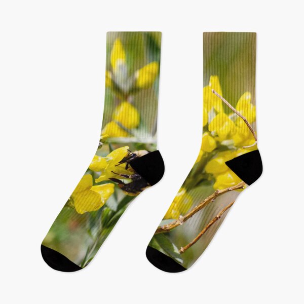Item preview, Bee pollinating a yellow flower designed and sold by Shizenkai.