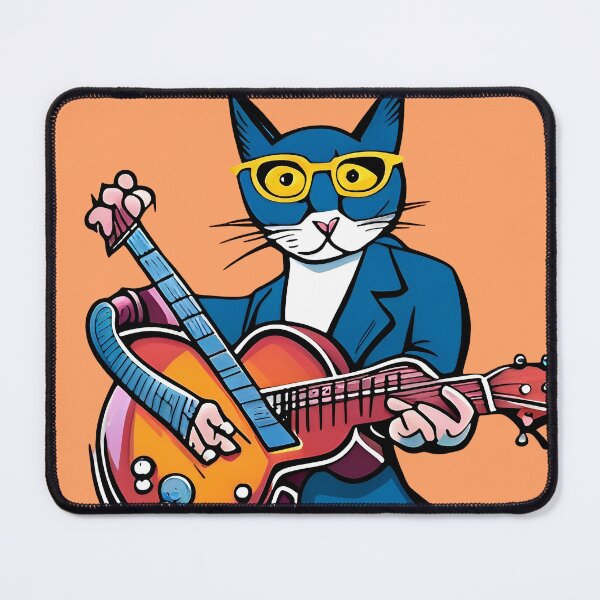 Artikelvorschau, Illustration of a Cat Playing an Acoustic Guitar with Sunglasses entworfen und verkauft von LooperSDart.