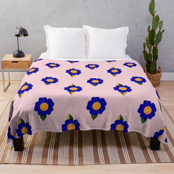Item preview, Navy blue saffron Flower green leaves print  designed and sold by ThePurplePrints.