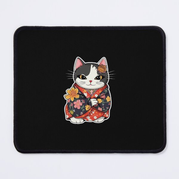 Item preview, Cat Miaw in Floral Kimono designed and sold by FantasySoul.