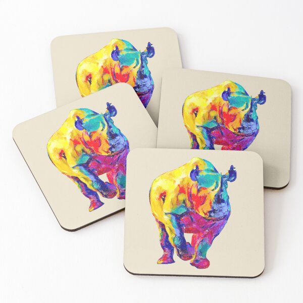 Item preview, Rhino Painting in Bright Rainbow Colors for Rhino Fans designed and sold by Scotch Macaskill.