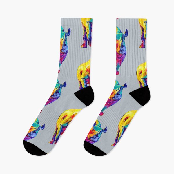 Item preview, Rhino Painting in Bright Rainbow Colors for Rhino Fans designed and sold by Scotch Macaskill.
