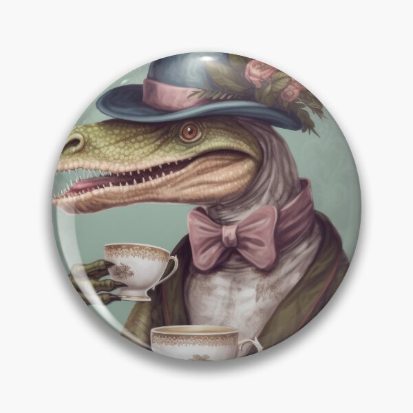 Item preview, Dinosaur wearing top hat enjoying his tea designed and sold by Gigagens.