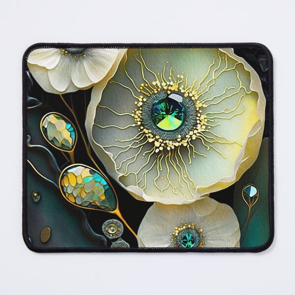 Item preview, Glittery Gemstone Ivory flowers,Green designed and sold by GemstoneandLeaf.
