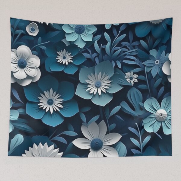 Item preview, flores, azul y blanco designed and sold by M2JRA.