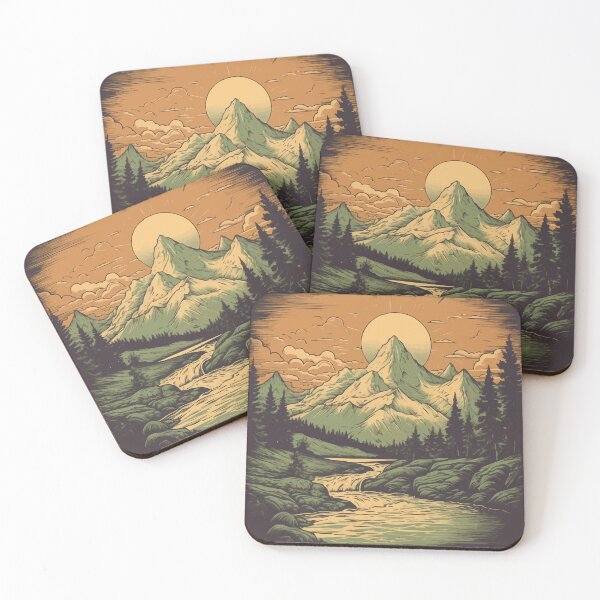 Item preview, Mount Cook at Sunset with River and Native Forest - Vintage New Zealand  designed and sold by GVRDesign.