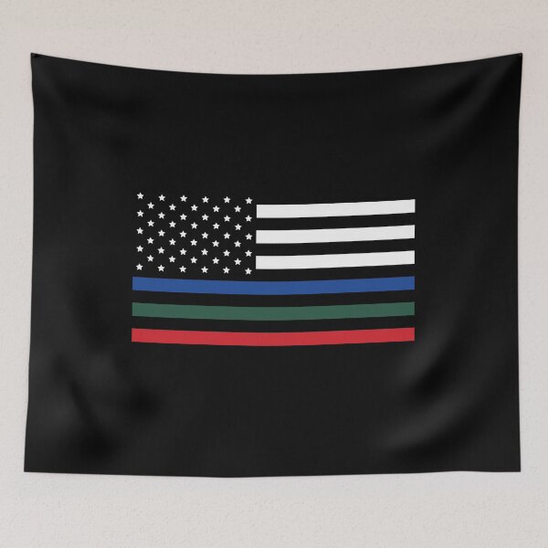 Item preview, Police, Military and Fire Thin Line Flag designed and sold by ReBeDesigns.