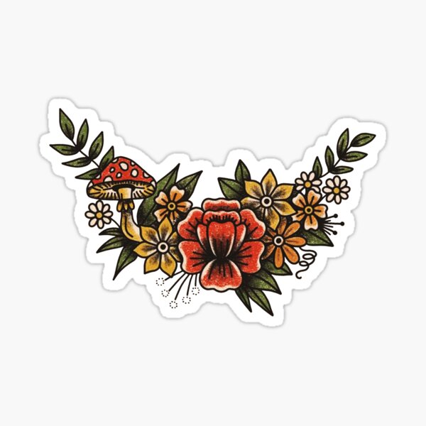 Item preview, Traditional Roses, Mandala and Fungus Tattoo designed and sold by Cesar Caligula.