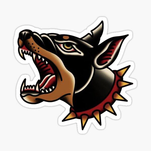 Item preview, Traditional Savage Spiked Doberman Dog Tattoo designed and sold by Cesar Caligula.