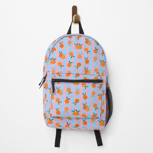 Item preview, Summer, Oranges Fruit Pattern on Pastel Pink and Blue Stripes designed and sold by OneThreeSix.